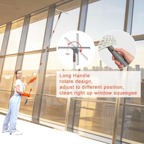 BITOPE Window Cleaner Tool Squeegee for Window Cleaning with 86" Extendable Pole Microfiber & Chenille Pad Squeegy for Exterior High Window Shower Door Glass Car RVs - Image 6
