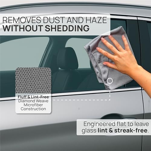 Claro Glass Towels Car Detailing 8-Pack – Streak Free Windshield Cleaner Cloth | Auto Glass Cleaner for Car Windows, Mirrors & Screens | Microfiber Car Cleaning Cloth for Detailing & Interior Use - Image 3