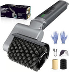 Electric Grill Brush, Cordless BBQ Cleaner, 3-Speed & Angle Adjustable, 3-in-1 Kit with Gloves, Reinforced Bristles, 150Mins Runtime, Removable & Dishwasher Safe for Outdoor BBQ Grates (Light Gray) by Unknown