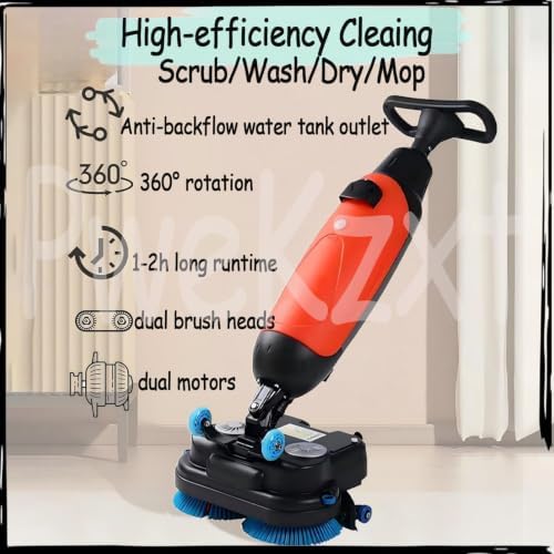 17" Commercial Floor Scrubber, 17" Floor Machine,43cm Dual-Brush Walk-Behind Machine Portable Commercial Floor Scrubber,Rotary Double Brushes, for Home, Office & Bathroom Gray - Image 2