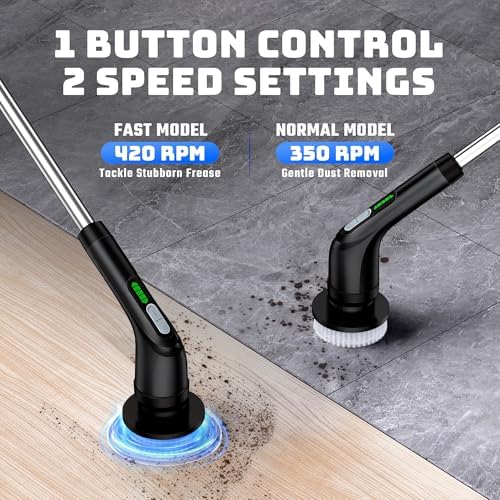 Electric Spin Scrubber for Bathroom: Shower Cleaner Brush with Long Handle - Image 3