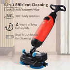 17" Commercial Floor Scrubber Machine with Double Brush Disc Battery-Powered Multi-Functional Floor Buffer Machine 360°Rotation,13000 sqft,360RPM Motor,1-Gal Clean Tank White - Image 2
