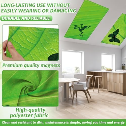 6 Pcs Fluorescent Light Covers with 60 Magnets Decorative for Classroom Ceiling Lights 4 x 2 Feet Magnetic Light Cover Filter Easy Install for Office Hospital Home Ceiling Supplies (Green Leaf Frog) - Image 3
