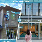 20 Ft+ Reach 2 In 1 Window Squeegee Duster with 5-to-12 Foot Extension Pole, Cleaner Tool with 3-Stage Telescoping Pole, Cleaning Kit with Rotatable Head - Chenille Cloth + Microfibre Cloths Head - Image 4