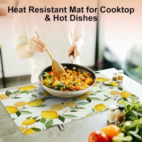 Lemon Blossom Stove Top Cover for Electric Stove, Lemon Fruit Covers for Electric Stove, Rubber Dish Drying Mat, Glass Cooktop Covers, Flat RV Range top Mats, 28"x20" - Image 5