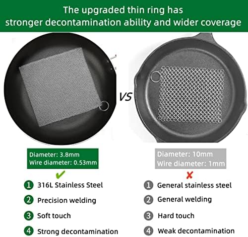 Cast Iron Cleaner & Chainmail Skillet Scrubber - 36''x36'' 3.8mm Small Ring, 316L Stainless Steel Interlocking Mesh Sheet, Flexible Chainmail Panel, Fine Linked Ring Fabric, Woven Ring Net - Image 4