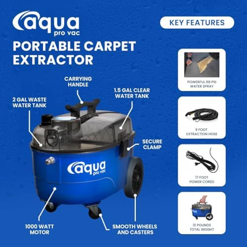 Portable Carpet Cleaner Extractor Cleaning Vacuum Machine - Powerful/Lightweight/Perfect for Mobile Auto Detailing | Car Detail/Upholstery/Home/Clean Spot/Tool/Supply/Shampooer/Spotter by Aqua Pro Vac - Image 3