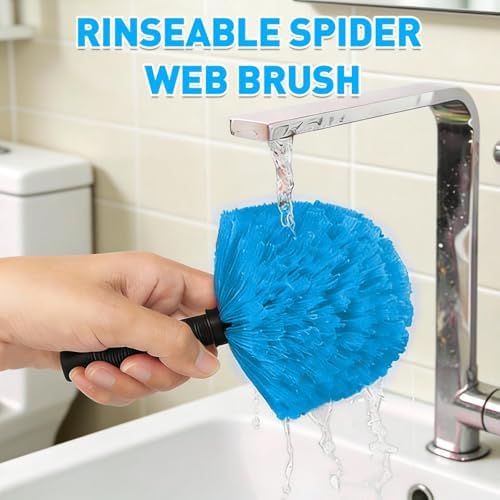 18FT Reach Cobweb Duster with Extension Pole - Spider Web Brush for Cleaning with 3-12FT 4-Section Flip-Lock Telescopic Pole, Effortlessly Cleans High Indoor & Outdoor Webs - Image 2