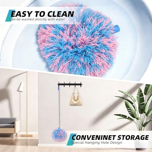 DRQ Ceiling Fan Cleaner Duster, 13-48 in Extension Pole, Blue Pink, 2 Pack - Image 5
