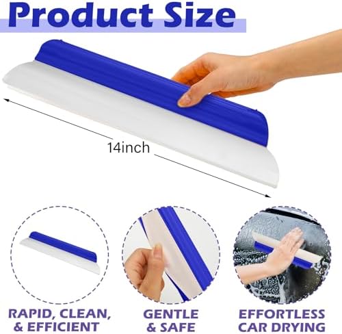 2 Pack 14 Inch Car Drying Squeegee Blue Silicone Window Blade - Image 2