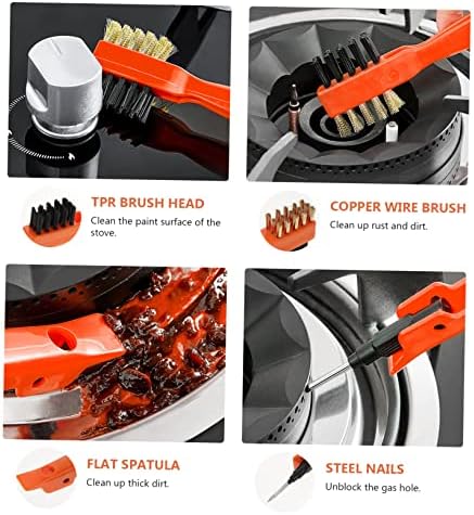 PartyKindom 2pcs Multipurpose Kitchen Cleaning Brush Ergonomic Design Cooktop Tool for Dirt Removal for Stoves Sinks and Cookware Orange - Image 6