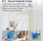 Ceiling Fan Duster Kit with 12 FT Telescoping Pole – 6-Piece Set – Screw-On Cobweb Duster & Squeegee Heads – Washable Bendable – 3/4" Universal Fit – House Cleaning Kit, Blue - Image 4