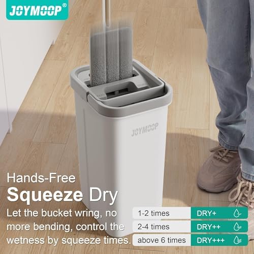 JOYMOOP Flat Mop and Bucket System, Microfiber Mop for Floor Cleaning, White, Suitable for Hardwood, Tile, Laminate and Vinyl Floors, 50" Mop with 1 Microfiber Pad - Image 3