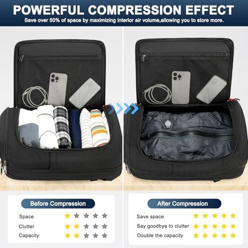 POSO Vacuum Backpack Travel, 60L Expandable Vacuum Seal Backpack with Pump & Laptop Compartment (Fits 17") - Image 3