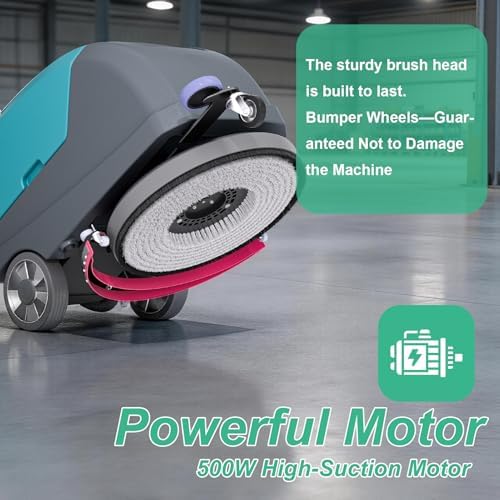 Walk-Behind Floor Scrubber Dryer with 16" Scrub Path, 24" Suction Width, 11-gal Sewage Tank, 10-Clear water tank, Foldable Walk Behind Hand Push Floor Scrubber 24000 Sqft/h - Image 4