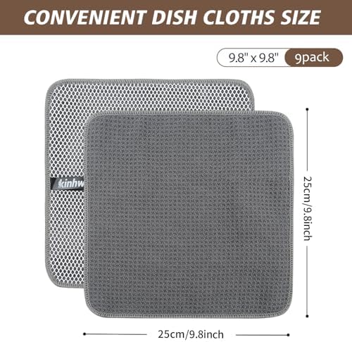 KinHwa Dish Cloths for Washing Dishes with Scrub Side, Microfiber Dish Rags - Image 7