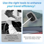 Car Windshield Cleaner Tool Kit with Extendable Handle, Vehicle Window Cleaner with 4 Microfiber Pads and 1 Empty Spray Bottle, Auto Windscreen Cleaning Tool, Universal Fit (Rectangular) - Image 5
