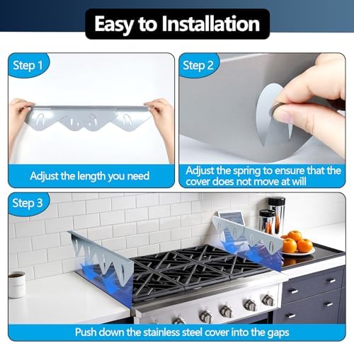 2 Pack 14.9"-29.5" Adjustable Stainless Steel Stove Gap Covers - Image 3