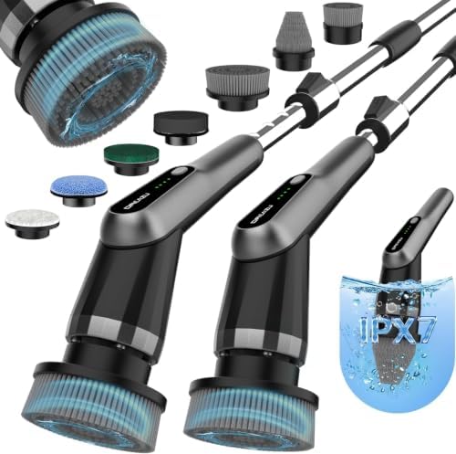 Dreazu Pro Electric Spin Scrubber, 10-in-1 Cleaning Brush with Retractable Handle, 44 lbs High Torque Variable Speed Shower Scrubber for Bathroom, Kitchen, Tile Floors, Bathtub, Toilet & Car by Dreazu