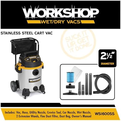 WORKSHOP Wet/Dry Vacs WS1600SS 16-Gallon 6.5 Peak HP Wet Dry Vacuum Cleaner - Image 2