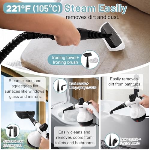Handheld Steam Cleaner for Home Cleaning with 10 Accessories - Image 4