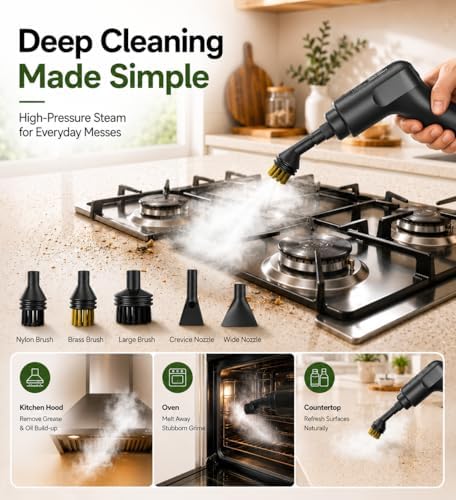 Handheld Steam Cleaner for Home, 2500W High Pressure Steam Cleaner for Car Detailing, 3 Steam Levels, 1600Ml Tank, High Heat Steamer for Bed Bugs, Couch, Furniture, Kitchen, Bathroom, Floors - Image 3