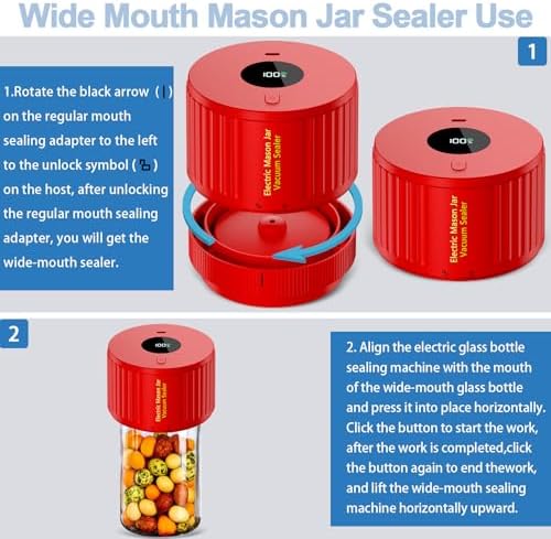 LOVE MOMENT Electric Mason Jar Vacuum Sealer Kit - Red - Image 4