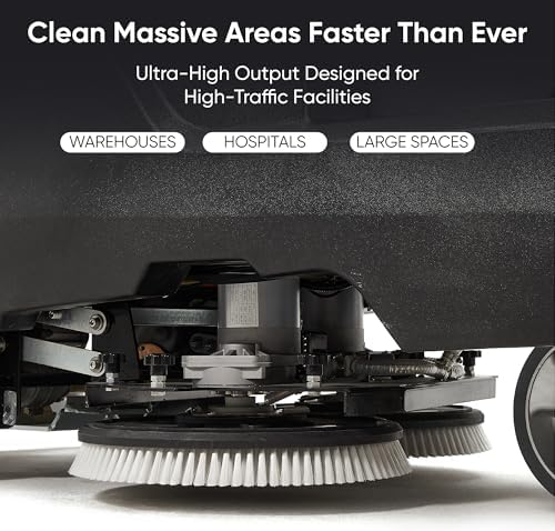 Battery Powered Ride-On Commercial Floor Scrubber Machine, 38" Brush, 48" Squeegee Width, 46 gal Solution Tank, 48 gal Recovery Tank, 5 hr Use 8 hr Charge, 180 RPM, 84,000 Sqft/H, Batteries Included - Image 4