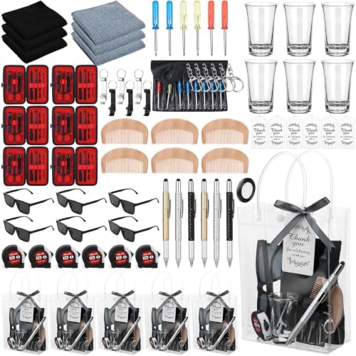 66 Pcs Baby Shower Prizes for Men with Tool Pen Bottle Opener Wine Glass Screwdriver Sunglasses Cleaning Cloths Combs Party Favors for Winners Baby Shower Game Winners Bachelor Party Favors by Unknown