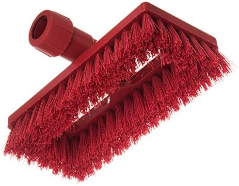SPARTA 363883103 Plastic Block Swivel Scrub Brush, Polyester Bristles, 1" Bristle Trim, 8" Length x 3-1/2" Width, Red/White - Image 2