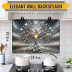 NYZE Extra Counter Space Stove Cover for Glass Top Stoves, 28" x 20" Decorative Silver Tree of Life with Butterflies Cooktop Protector, Durable Heat Resistant Mat Pad for Kitchen Organization - Image 2