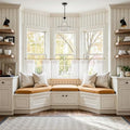jinchan Pinch Pleated Linen Back Tab Tier Curtains, 26x24, White by JINCHAN