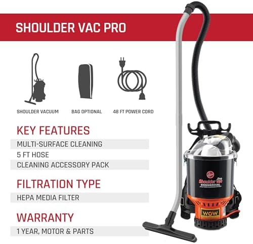 Hoover Commercial Shoulder Vac Pro Bagged Backpack Vacuum Cleaner - Image 2