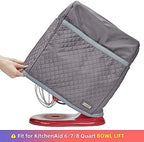 HOMEST Stand Mixer Quilted Dust Cover with Pockets Compatible with KitchenAid 6/7/8 Quart Bowl Lift, Grey (Patent Design) - Image 2