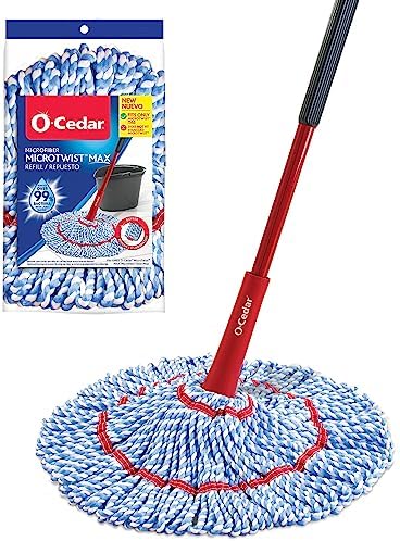 O-Cedar MicroTwist MAX Microfiber Twist Mop with 1 Extra Refill | Features Hands-Free Wringing | Extra Large 18-Inch Mop Head | Safe on All Floor Types,Red by Unknown