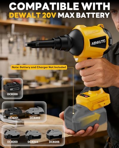 Cordless Compressed Air Duster & Blower Compatible with DeWalt 20V MAX Battery, Brushless Handheld Sawdust Blower, 3-Speed Control, LED Light, Portable Inflatable Pump for Camping (No Battery) - Image 2