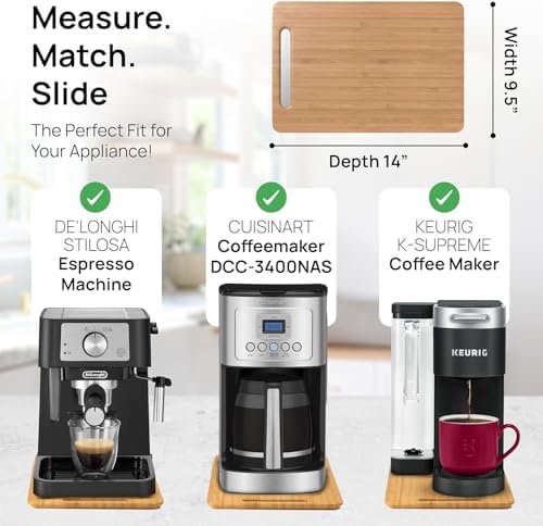 Ibyx Appliance Slider, Sliding Tray for Coffee Maker, 9.5 x 14 in, Natural - Image 5