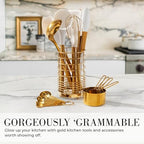 Styled Settings White and Gold Kitchen Utensils Set with Holder, 15-Piece - Image 5