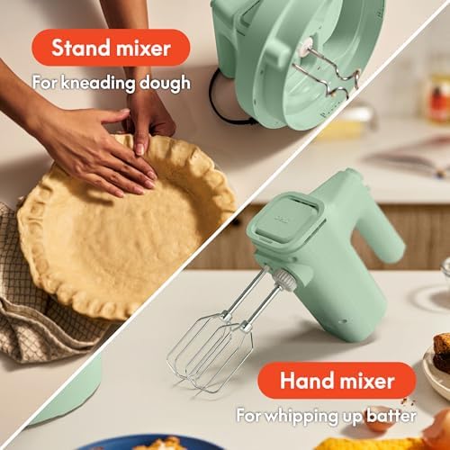 bella 3.5 Qt Hand & Stand Mixer, 2 in 1 Electric Mixer with Bowl, Seaglass - Image 3