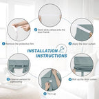 RYB HOME Linen Blended French Door Shades Self Adhesive, Privacy Room Darkening Glass Door Window Curtains for Kitchen Patio Sidelight Curtain Tie Up Shade, W 34 x L 80 in, 1 Pc, Stone Blue - Image 2