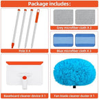 Baseboard Cleaner Tool with Handle, Extendable Long Handle Baseboard Cleaning Duster with Reusable Pads for Floorboard, Ceiling Fan Blade Cleaner Duster (Blue) - Image 6