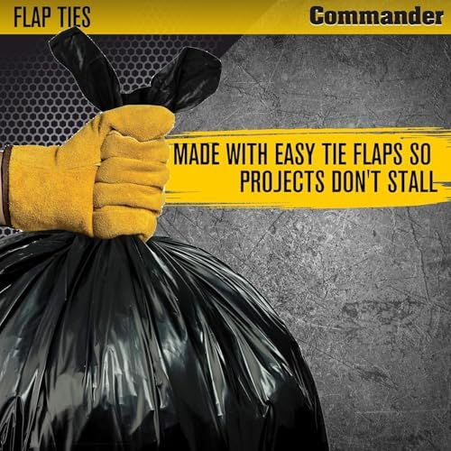 Commander 55 Gallon 3 MIL (eq) Heavy Duty Contractor Bags with Flap Ties - 36" x 56" with flaps - Pack of 10 - For Contractor, Industrial, & Outdoor - Image 4
