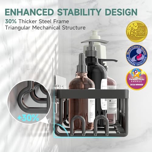 Veken Shower Caddy 6-Pack, Bathroom Organizers and Storage Shelves, Black - Image 2