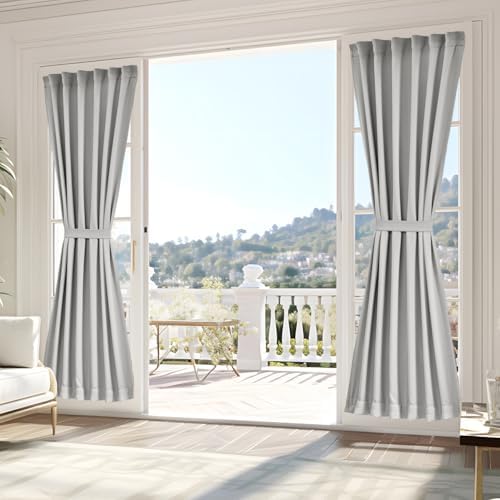 Vatge Dual Rod Pocket Side Door Window Curtains - French Door Curtain for Front Door, 1 Panel, W25 x L80, Silver Grey by Vatge