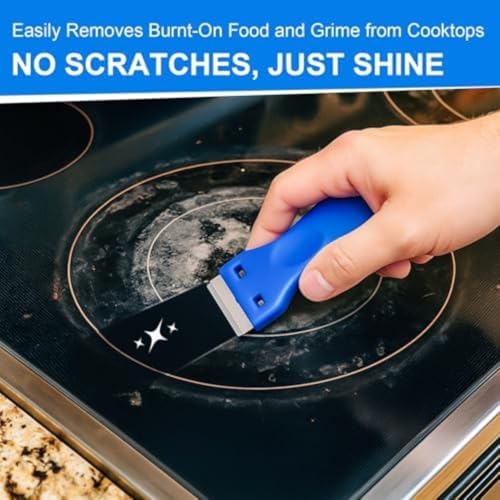 Glass Stove Top Scraper Kit with Non-Abrasive Pads and for blades, Stainless Steel Blade for Cooktops, Ovens, Mirrors, and Tiles, Multi-Purpose Cleaning Tool for Home Kitchen Use - Image 6