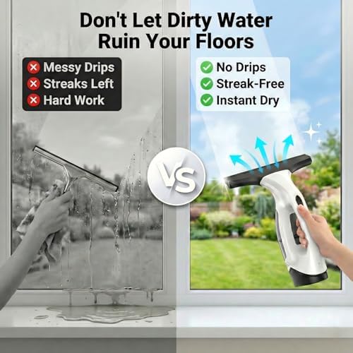 Window Vacuum Squeegee Cordless, 2000Pa Electric Window Cleaner Tool - Image 6