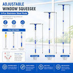 Window Squeegee with Extension Pole, Separate 12" Squeegee & 11" Microfiber Scrubber Heads, Window Cleaning Kit for Hard-to-Reach Windows, Shower Doors, Car Windshields, Indoor Outdoor-2 Pads - Image 3