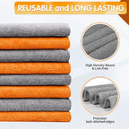 FIXSMITH Microfiber Cleaning Cloth -Pack of 8, Highly Absorbent Cleaning Rags(Grey&Orange), 16"X12" All Purpose Cleaning Towels for Housekeeping, Kitchen, Car, Reusable Microfiber Towels - Image 3