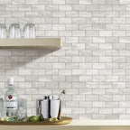 STICKGOO 1/3 Sheet Subway Tile Peel and Stick Backsplash, Beige Stone Texture with Grey Grout Kitchen Backsplash Wall Tile(Only 1/3 Sample) - Image 6
