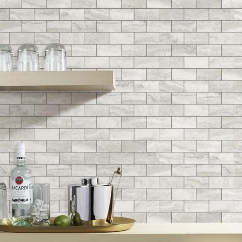STICKGOO 1/3 Sheet Subway Tile Peel and Stick Backsplash, Beige Stone Texture with Grey Grout Kitchen Backsplash Wall Tile(Only 1/3 Sample) - Image 6